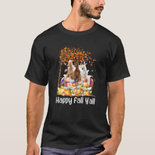 T-shirt Happy Fall Y'all Horse Halloween Citrouille Automn