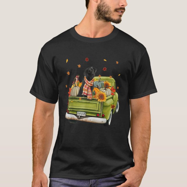T-shirt Happy Fall Yall Labrador Chien On Truck Citrouille (Devant)