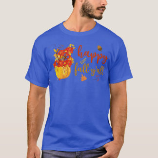 T-shirt Happy Fall Yall mignon Feuilles Citrouille Automne