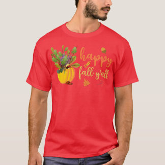 T-shirt Happy Fall Yall mignon Feuilles Citrouille Automne