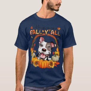 T-shirt Happy Fall Yall Pitbull Watercolor Citrouille Auto