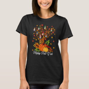 T-shirt Happy Fall Y'all Thanksgiving Gnomes Tree Citrouil