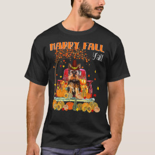 T-shirt Happy Fall Y'all Yorkie Chien sur Citrouille Camio