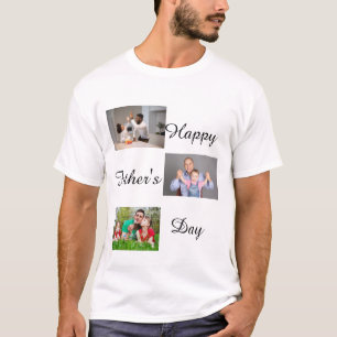 T-shirt Happy Fête des pères 3 Photo Collage personnalisé