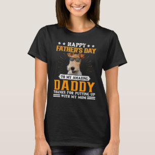 T-shirt Happy Fête des pères Fil Fox Terrier Chien Papa Po