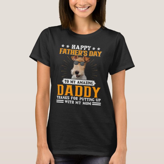 T-shirt Happy Fête des pères Fil Fox Terrier Chien Papa Po (Devant)
