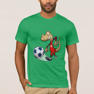 T-shirt Happy Gecko Star de Football Cartoon qui botte un