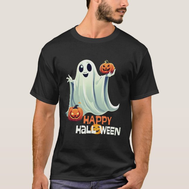 T-shirt Happy Ghost Happy Halloween (Devant)