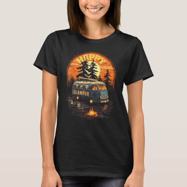 T-shirt Happy Glamper Caravan Camping Glamping Gear Graphi (Devant)