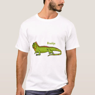 T-shirt Happy green iguana cartoon