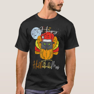 T-shirt Happy Hallothanksmas Cat Halloween Thanksgiving Ch