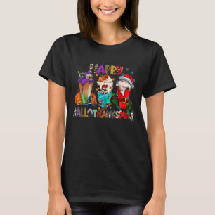 T-shirt Happy Hallothanksmas Coffee Halloween Thanksgiving