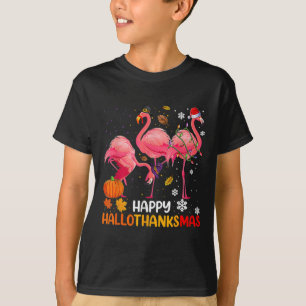 T-shirt Happy Hallothanksmas Flamant rose