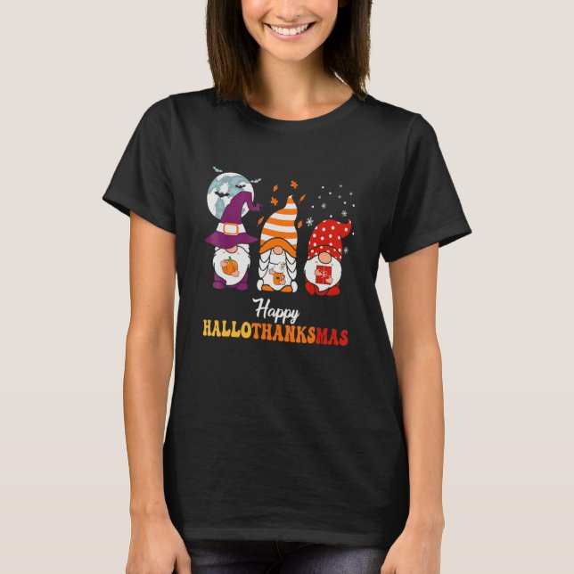 T-shirt Happy Hallothanksmas Gnomes 3 (Devant)