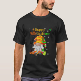 T-shirt Happy HalloThanksmas HallowThanksmas Gnome Hat Pum