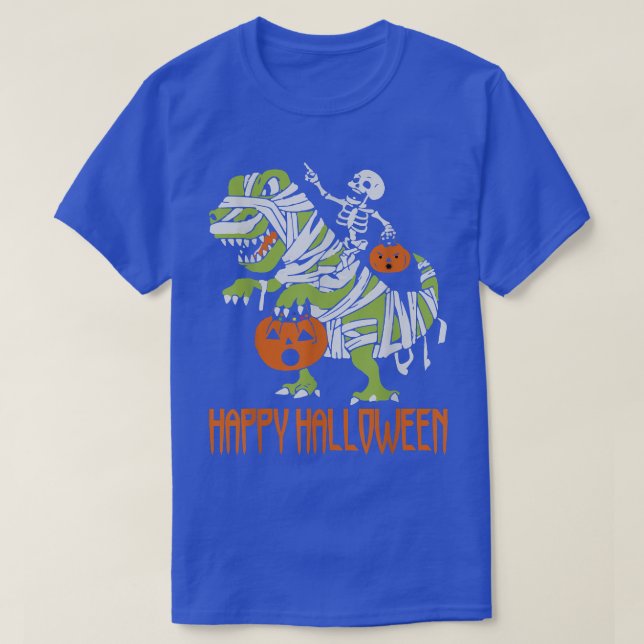 T-shirt Happy Halloween 2022 Skeleton équitation Dinosaur  (Design devant)