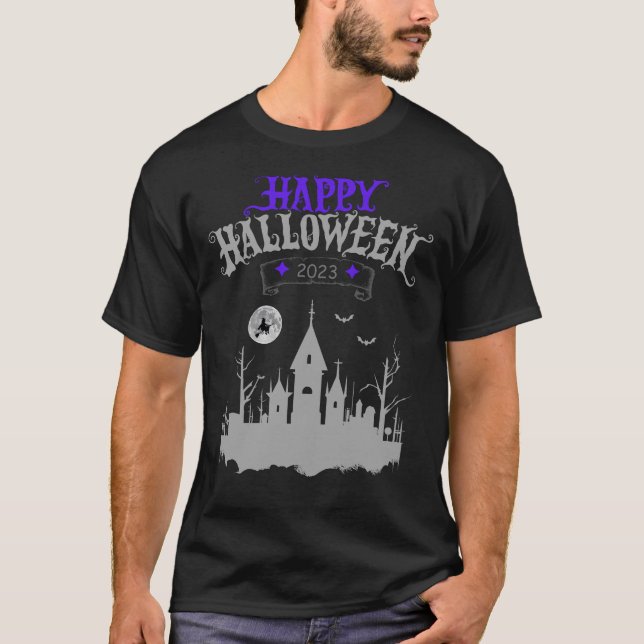 T-shirt Happy Halloween 2023 Conception de l'église Éffray (Devant)