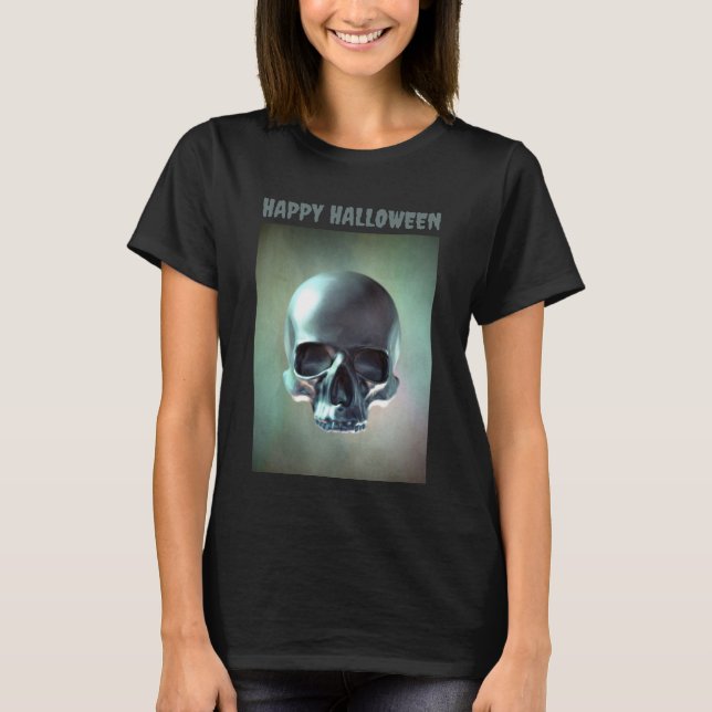 T-shirt Happy Halloween. 3D skull render (Devant)