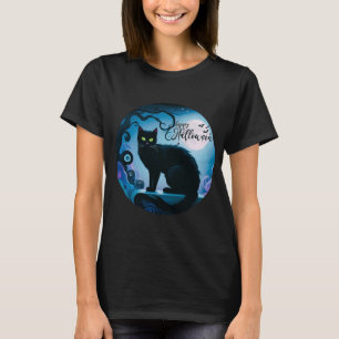 T-shirt Happy Halloween Chat noir Pleine lune Halloween