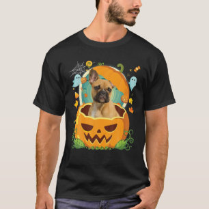 T-shirt Happy Halloween Citrouille Français Chien Chien Ch