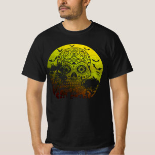 T-shirt Happy Halloween Crâne sucre Pleine lune 2a