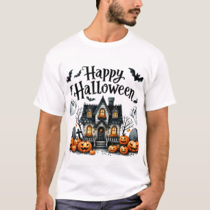 T-shirt Happy Halloween Ghost Citrouille Lecture Costume p