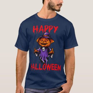 T-shirt Happy Halloween Ghost Jack-o'-lantern Citrouille e