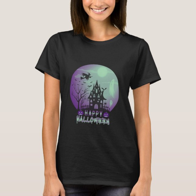 T-shirt Happy Halloween Haunted House Halloween (Devant)