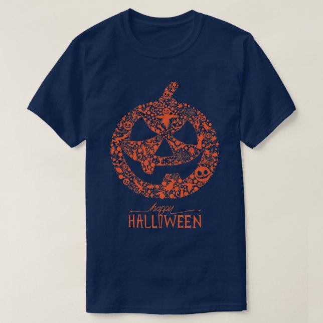 T-shirt Happy Halloween Jack-o'-lantern, halloween effraya (Design devant)