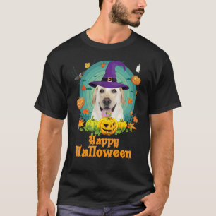 T-shirt Happy Halloween Labrador Retriever Citrouille chie