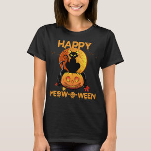 T-shirt Happy Halloween Meowoween Cute Black Cat Party Cos