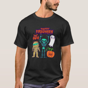 T-shirt Happy Halloween Squelette Citrouille Ghost mignons