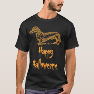 T-shirt Happy Halloweenie Orange Halloween Dachshund Chien