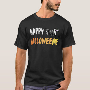 T-shirt Happy Halloweenie Skeleton Dachshund Halloween