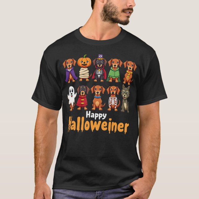 T-shirt Happy Halloweiner Funny Halloween Dog Lovers Dog O (Devant)