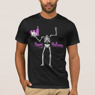 T-shirt Happy Hallowine Skeleton sans tête