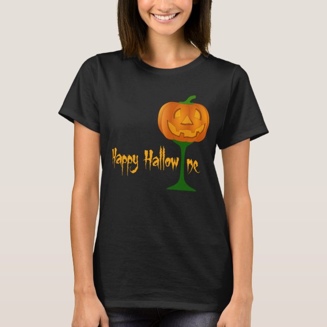 T-shirt Happy Hallowine Vin Citrouille Halloween (Devant)