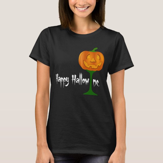 T-shirt Happy Hallowine Vin Citrouille Halloween (Devant)