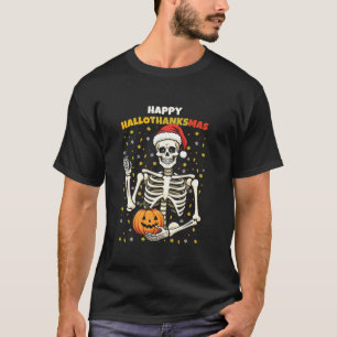 T-shirt Happy Hallowthanksmas Halloween Thanksgiving Chris