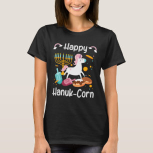 T-shirt Happy Hanuk Corn Menorah Unicorn Hanoukka Juif