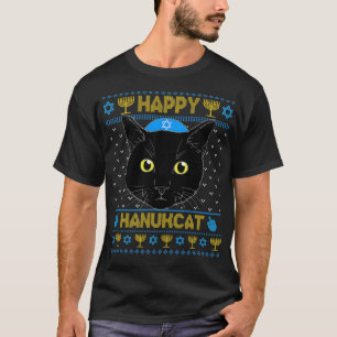 T-shirt Happy Hanukcat Ugly Hanoukka Sweater Chat Chanukah