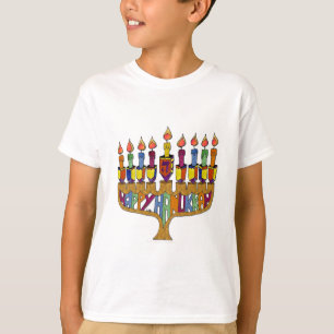 T-shirt Happy Hanukkah Dreidels Menorah