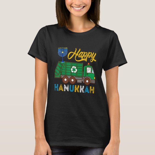T-shirt Happy Hanukkah Garbage Truck Carrying Jewish Menor (Devant)