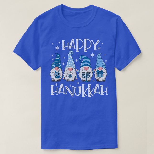 T-shirt Happy Hanukkah Gnome Funny Family Menorah Dreidel  (Design devant)