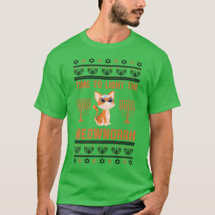 T-shirt Happy Hanukkah Meownorah Jewish Cat Menorah Funny 