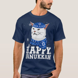 T-shirt Happy Hanukkah Smudge Cat Kawaii Funny Xmas Ugly S