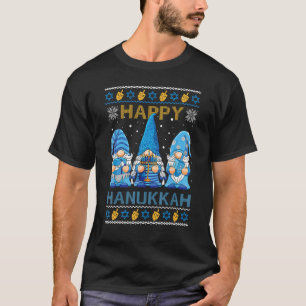 T-shirt Happy Hanukkah Ugly Christmas Gnome Gnomies Menora