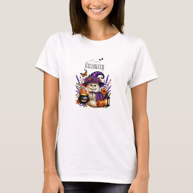 T-shirt Happy Helloween Cute Wizard Bear (Devant)