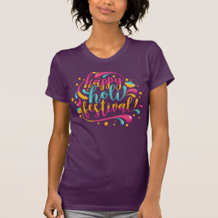 T-shirt Happy Holi Festival avec couleur et peinture en po