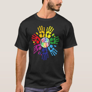 T-shirt Happy Holi Mains colorées Imprimantes Couleurs Ind